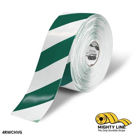 Industrial Safety Floor Marking Tape PVC White/Green Chevrons, 4