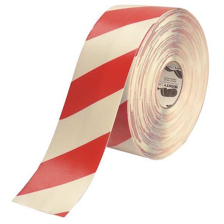 Industrial Safety Floor Marking Tape Vinyl White/Red Chevrons, 4