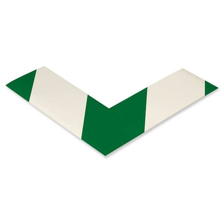 Floor marking, Green/White, 2x6in, L, PK100 MPN:AngleGW