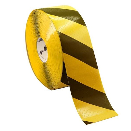 Floor marking, Black/Yellow, 4inx4in, Roll MPN:MTH470