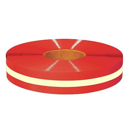 Floor Marking Tape, vinyl, Solid with Center Line, Red, 2 in W. MPN:2RRLUM