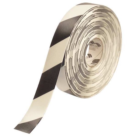 Floor Marking Tape, Rubber, Striped, Black, White, 2 in W. MPN:2RWCHV