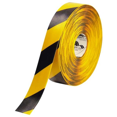 Floor Marking Tape, Rubber, Striped, Black, Yellow, 2 in W. MPN:2RYCHV