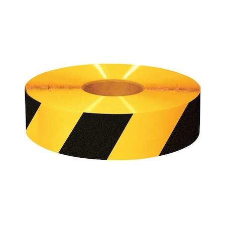 Floor Marking Tape, Rubber, Striped, Black, Yellow, 3 in W. MPN:3RYCHV