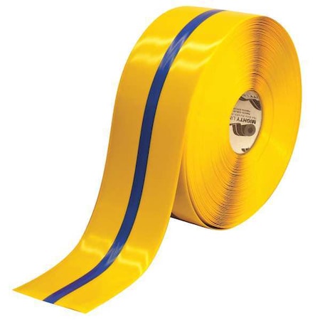 Floor Marking Tape, Rubber, No Legend, Blue, Yellow, 4 in W. MPN:4RYBCTR