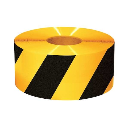 Floor Marking Tape, Rubber, Striped, Black, Yellow, 6 in W. MPN:6RYCHV
