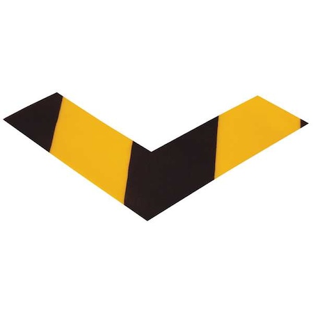 Floor Marking Tape, vinyl, No Legend, Black, Yellow, 2 in W., 55 mil Thickness, 100 PK MPN:ANGLEB&AMP;Y