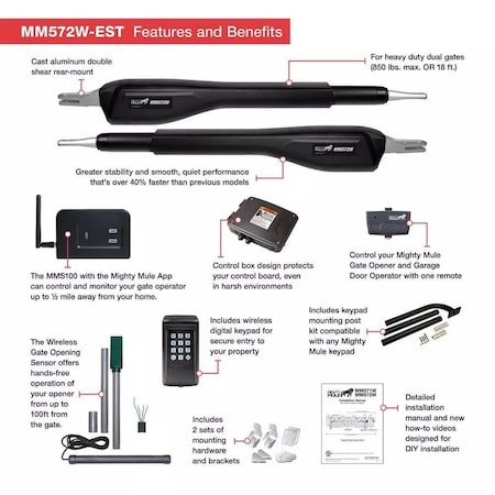 Automatic Dual Gate Opener Kit MPN:MM572W-EST