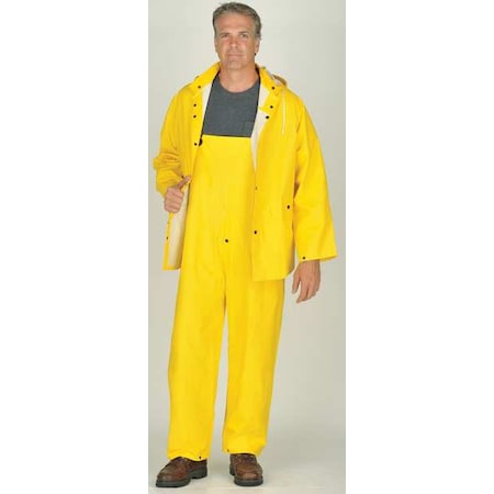 3-Piece Rainsuit with Detachable Hood, Polyester, PVC, 0.3 mm Thick, Detachable, Yellow, XL MPN:35100-XL