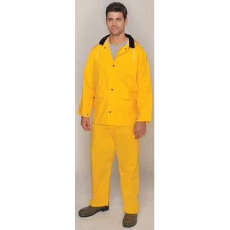 3-Piece Rainsuit with Detachable Hood, Polyester, PVC, 0.3 mm Thick, Detachable, Yellow, 2XL MPN:35100-XXL
