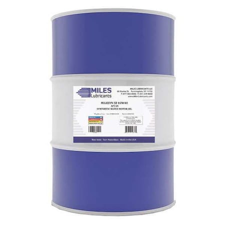 Motor Oil, 10W-40, Synthetic, 55 Gal. MPN:M00100401