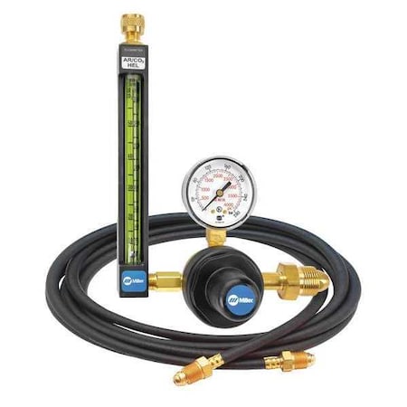 Flowmeter Regulator and Hose Kit, Argon, Carbon Dioxide, Helium, Single Stage, 0.965