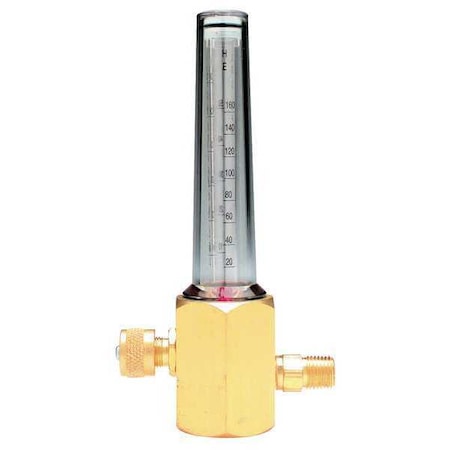 Flowmeter, Argon, Carbon Dioxide, Helium, Single Stage, 1/4 in Inlet, 5/8