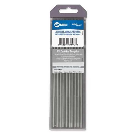 WELDCRAFT Gray Tungsten Electrode, PK10 MPN:WC018X7