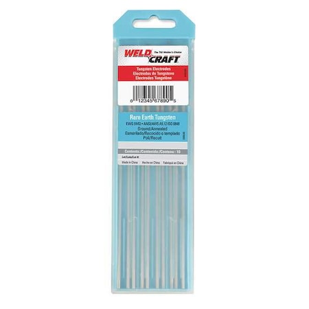WELDCRAFT Lt Blu Tungsten Electrode, PK10 MPN:WG332X7