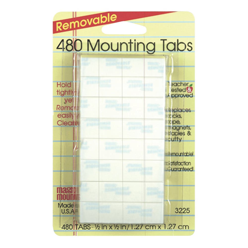 Miller Studio Removable Magic Mounts, Tabs, 1/2in x 1/2in, White, 480 Tabs Per Pack, Set Of 3 Packs MPN:MIL3225-3