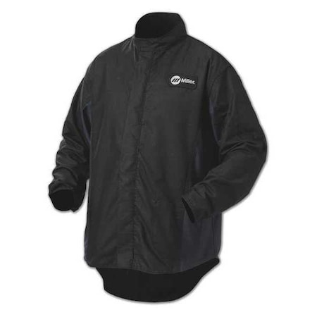 Welding Jacket, WeldX™, 7 oz, 32 in Length, Zipper Closure, 1 Pockets, Black, M MPN:247115