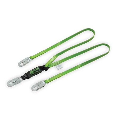 Manyard™ II Liquid Repellant Shock Absorbing Lanyard, 6 ft. Length, Snap Hook, Steel, 2 Leg(s) MPN:8798PC/6FTGN