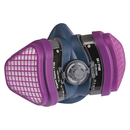 Half Mask Respirator Kit, 2 Cartridges Included, Orangic Vapor (OV), P100, Push to Connect, S MPN:ML00996