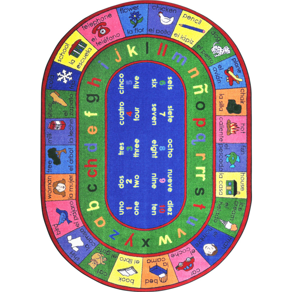 Joy Carpets Kids Essentials Oval Area Rug, LenguaLink Spanish, 5-1/3ft x 7-33/50ft, Multicolor MPN:1412CC