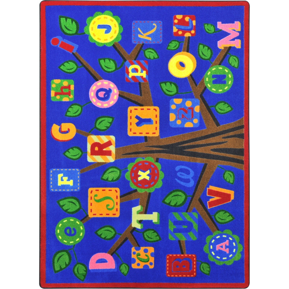Joy Carpets Kids Essentials Rectangle Area Rug, Alphabet Leaves, 5-1/3ft x 7-33/50ft, Bold Colors MPN:1892C-01