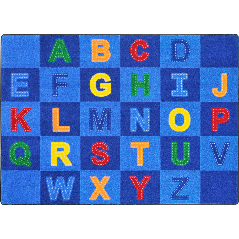 Joy Carpets Kids Essentials Rectangle Area Rug, Patchwork Letters, 5-1/3ft x 7-33/50ft, Multicolor MPN:1953C