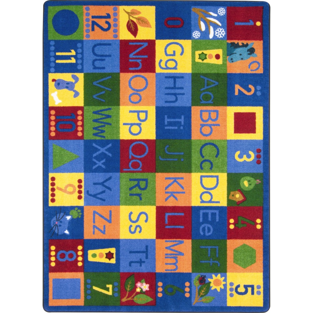 Joy Carpets Kid Essentials Rectangular Area Rug, Around the Block II, 7-2/3ft x 10-3/4ft, Multicolor MPN:2009D