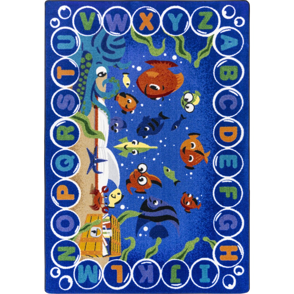 Joy Carpets Kids Essentials Rectangle Area Rug, Underwater Readers, 5-1/3ft x 7-33/50ft, Multicolor MPN:2099C-01
