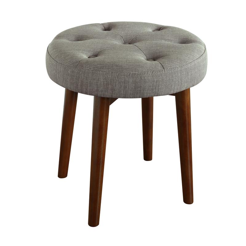 Elle Decor Penelope Round Tufted Stool, Storm Gray/Brown MPN:OTMPENGRYL02