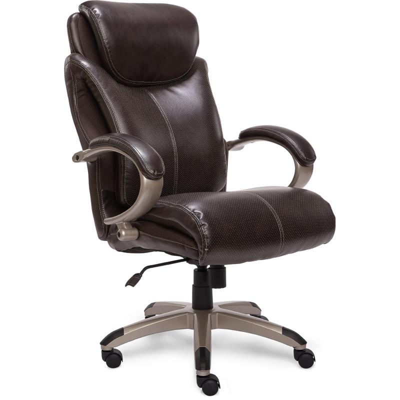 Serta Dayton Big and Tall Executive Office Chair with AIR Technology, Roasted Chestnut/Silver MPN:43809