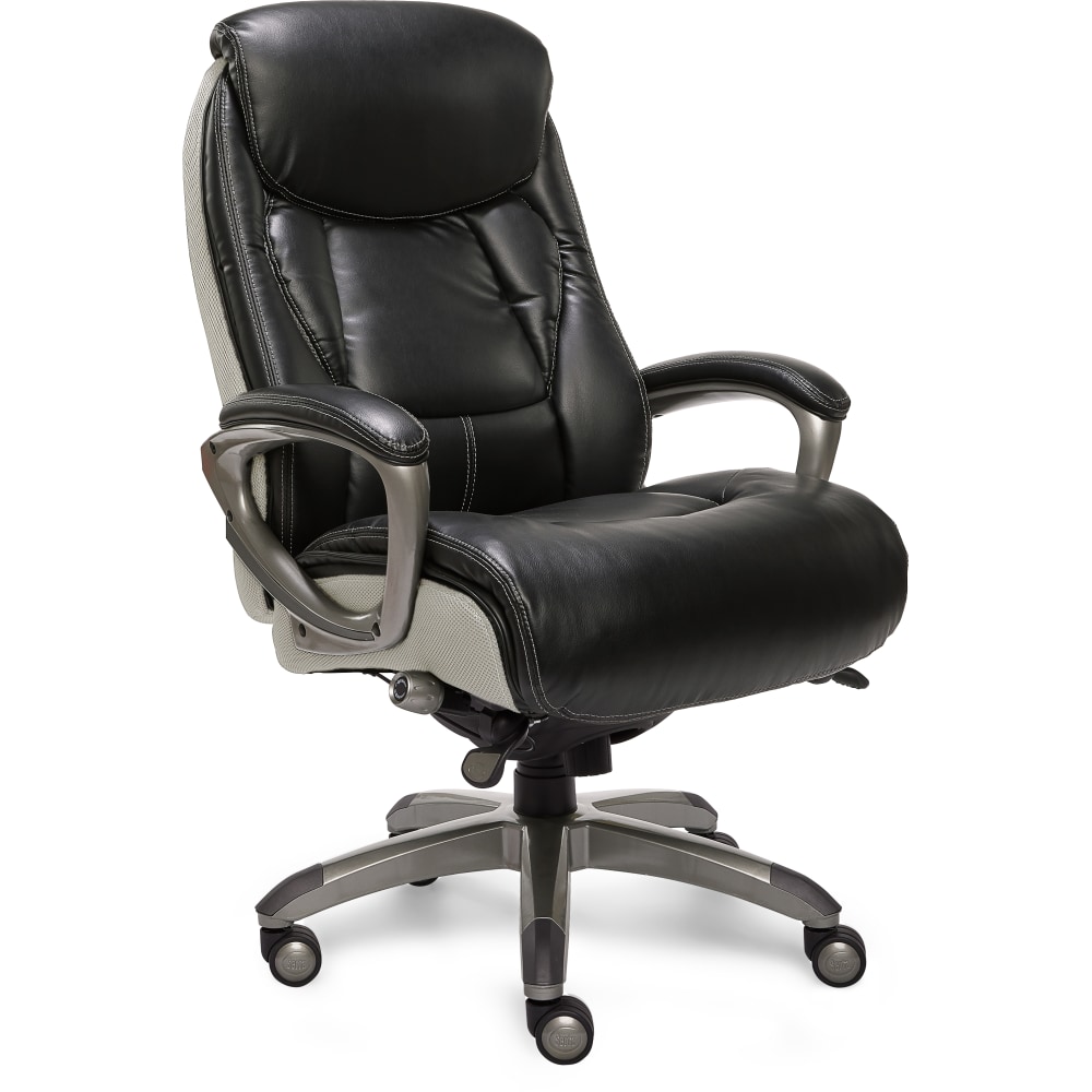 Serta Smart Layers Tranquility Executive Ergonomic Bonded Leather High-Back Chair, Black/Slate MPN:44942