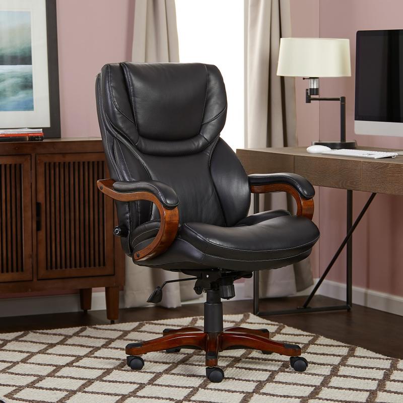 Serta Conway Big & Tall Bonded Leather High-Back Office Chair, Black/Dark Redwood MPN:46859