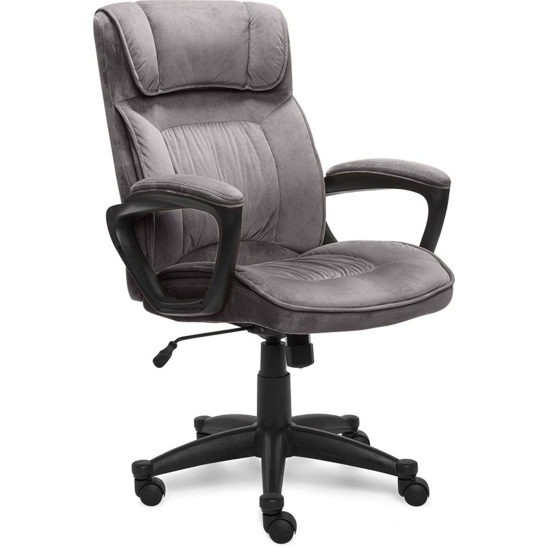 Serta Microfiber High-Back Chair, Velvet Gray/Black MPN:47402