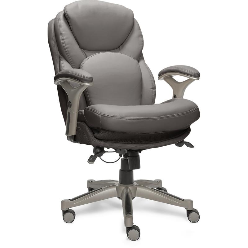Serta Claremont Ergonomic Bonded Leather Mid-Back Office Chair, Gray MPN:CHR200049