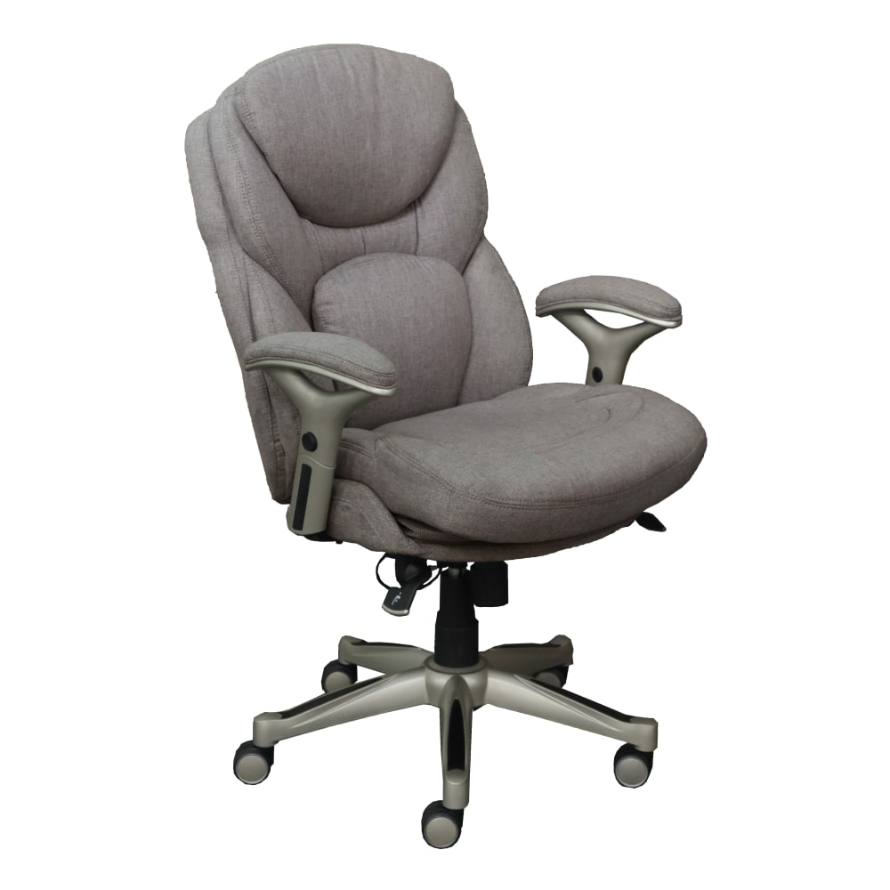Serta Claremont Ergonomic Bonded Leather Mid-Back Office Chair, Light Gray/Silver MPN:CHR200052