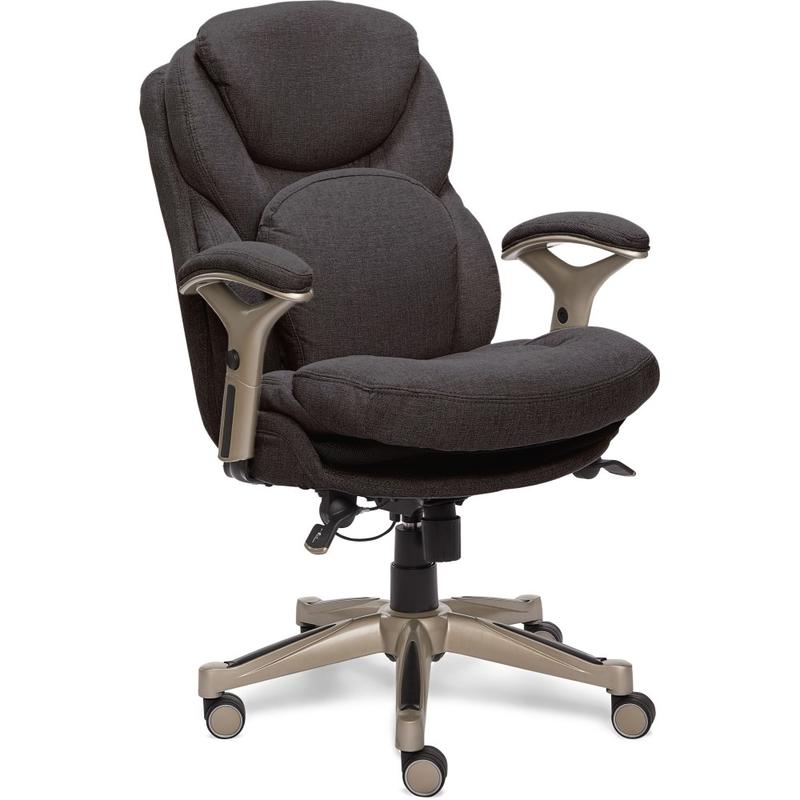 Serta Claremont Ergonomic Bonded Leather Mid-Back Office Chair, Dark Gray/Silver MPN:CHR200053