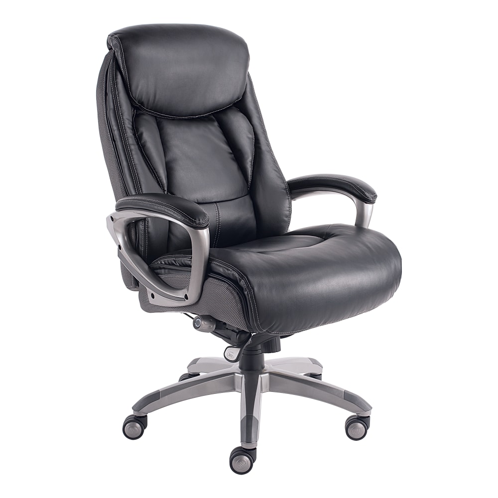 Serta Works Bonded Leather/Mesh High-Back Office Chair With Smart Layers Technology, Opportunity Gray/Black/Silver MPN:CHR200054