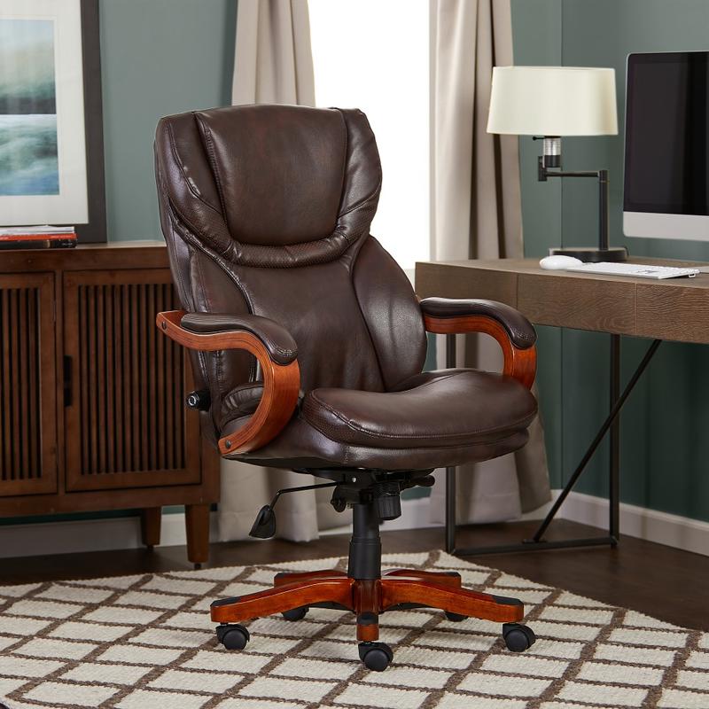 Serta Conway Big & Tall Bonded Leather High-Back Office Chair, Biscuit/Espresso MPN:CHR200058