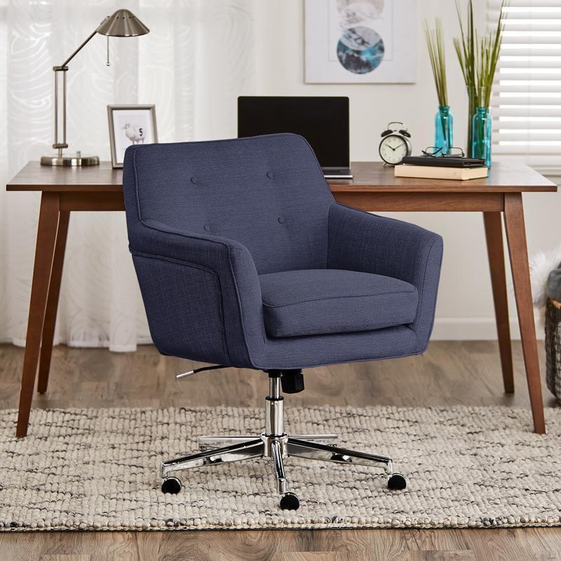 Serta Ashland Home Mid-Back Office Chair, Twill Fabric, Blue/Chrome MPN:CHR200076