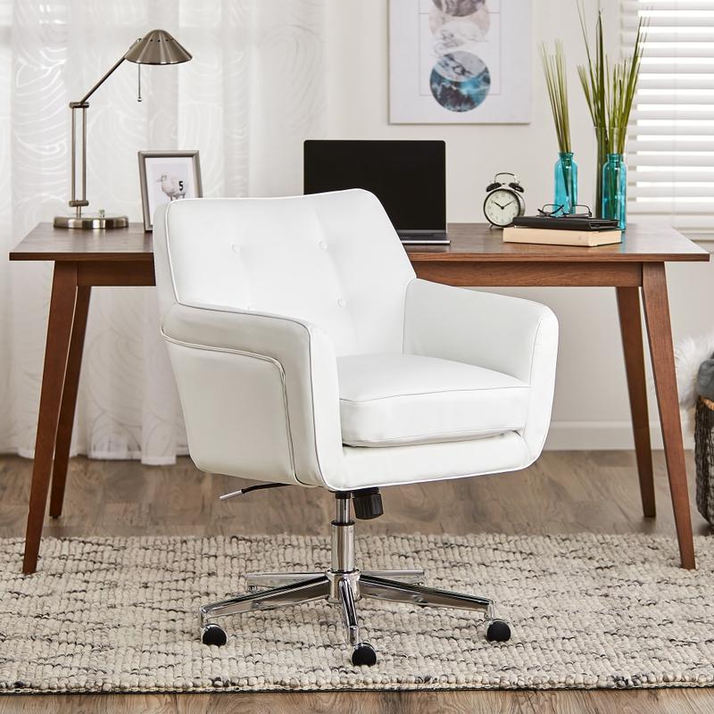 Serta Ashland Home Bonded Leather Mid-Back Office Chair, White/Chrome MPN:CHR200080