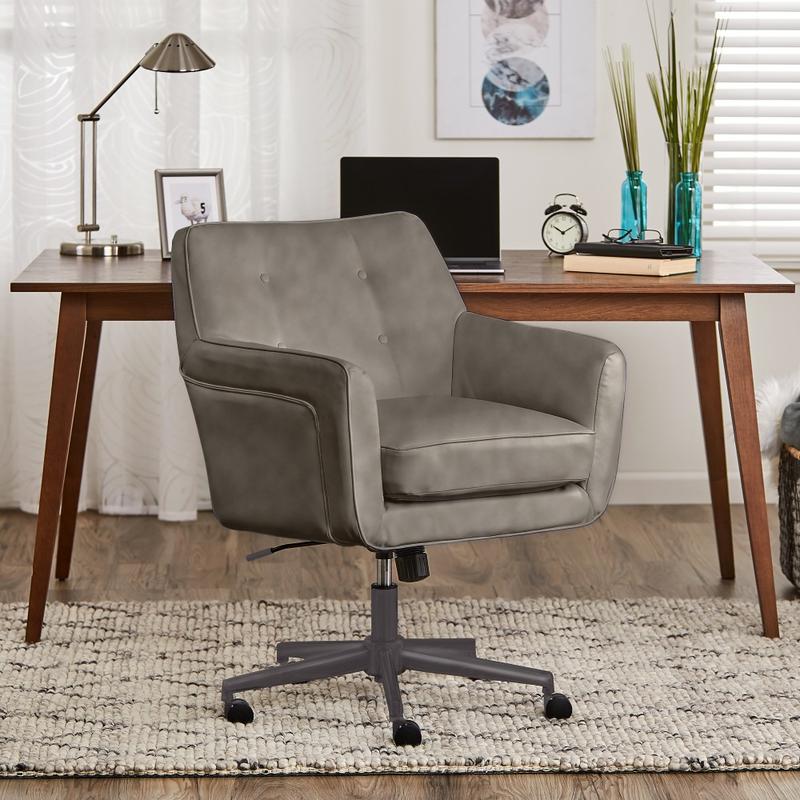 Serta Ashland Home Bonded Leather Mid-Back Office Chair, Gray/Chrome MPN:CHR200082