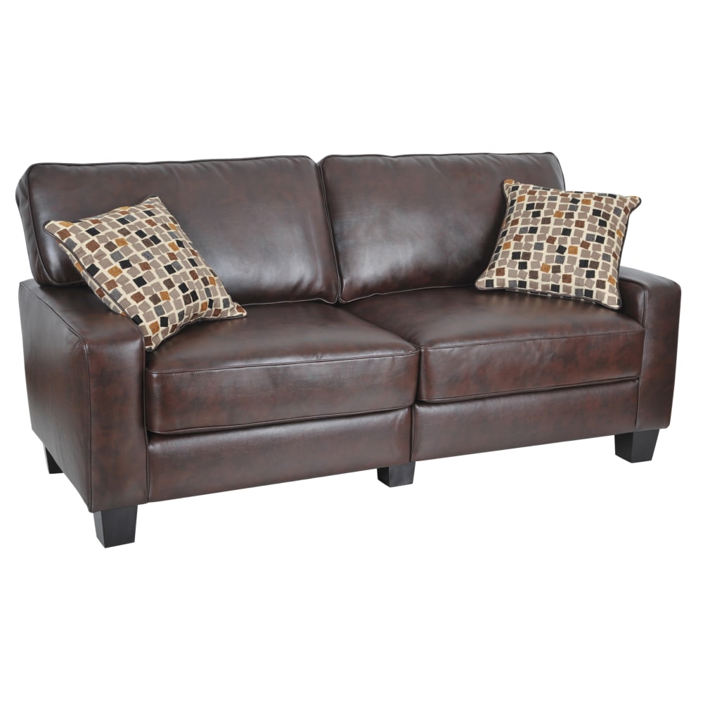 Serta RTA Monaco Bonded Leather Sofa, 77inW, Brown MPN:CR43595P
