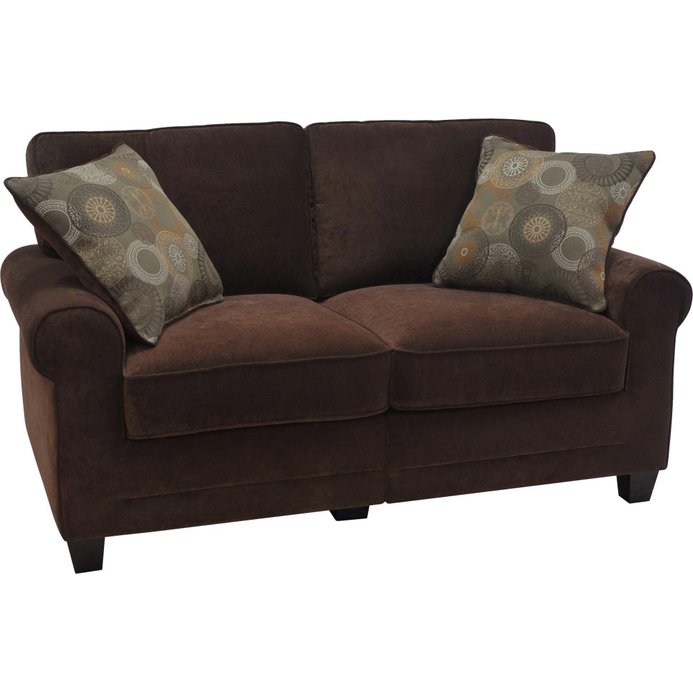 Serta RTA Trinidad Collection Fabric Loveseat Sofa, 61inW, Chocolate MPN:UPH200001
