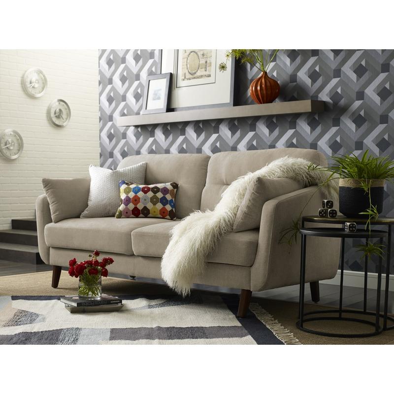Elle Decor Chloe Mid-Century Modern Sofa, Beige/Chestnut MPN:UPH200117
