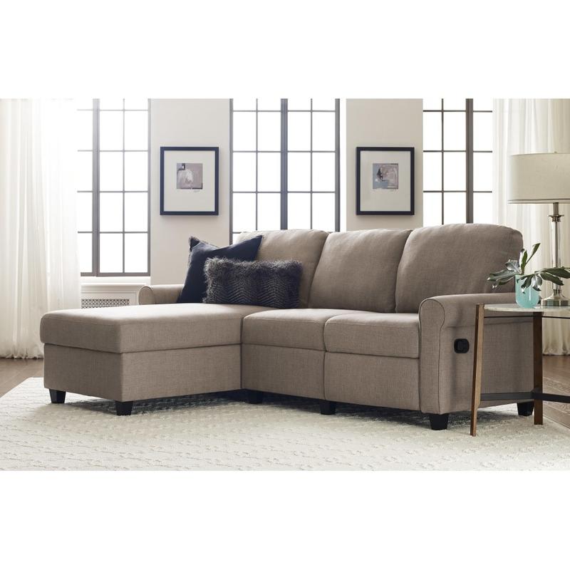 Serta Copenhagen Reclining Sectional With Storage Chaise, Left, Warm Oatmeal/Espresso MPN:UPH2001289