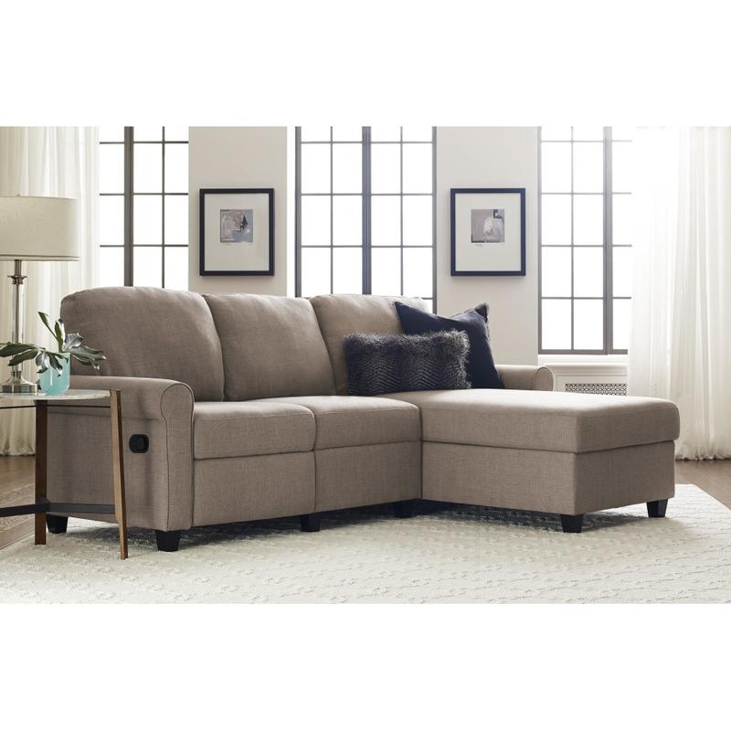 Serta Copenhagen Reclining Sectional With Storage Chaise, Right, Warm Oatmeal/Espresso MPN:UPH2001295