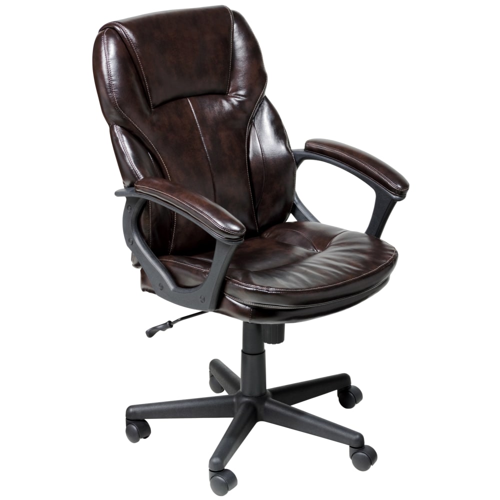 Serta Puresoft Bonded Leather Manager Office Chair, Roasted Chestnut Brown MPN:43669OSS