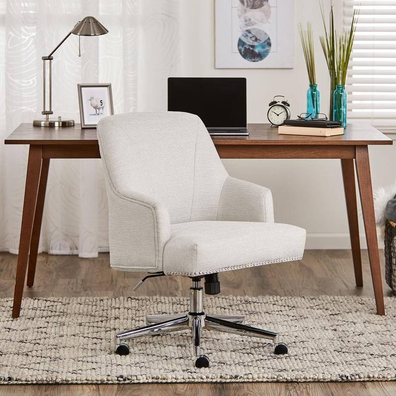Serta Leighton Mid-Back Office Chair, Ivory/Chrome MPN:48444