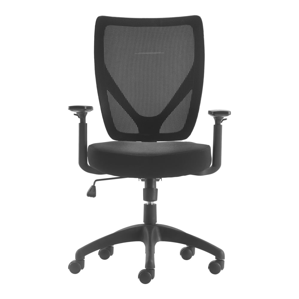 Serta Works - Chair - task - ergonomic - mid-back - armrests - T-shaped - tilt - swivel - polyester blend fabric, mesh - black MPN:CHR10021A