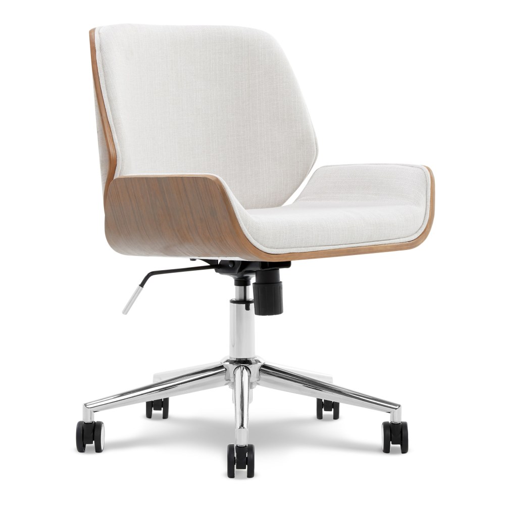 Elle Decor Ophelia Bentwood Fabric Mid-Back Task Chair, Ivory/Chrome MPN:CHR200016